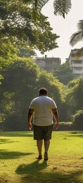 fat man walking for weight loss