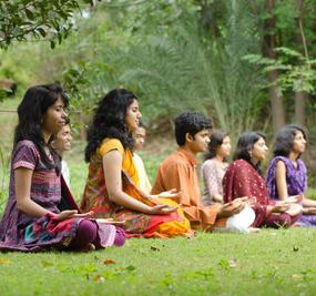 Meditating with diverse people