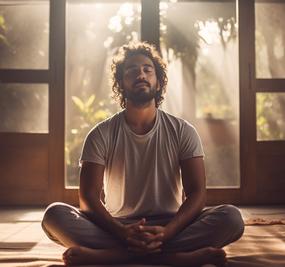 Meditating Young man