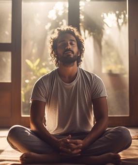 Meditating Young man