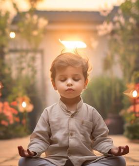 Meditating kid