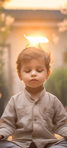 Meditating kid